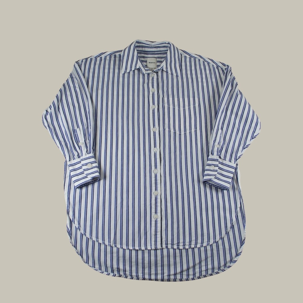 Maeve Anthropologie Blue Striped Oversized Shirt XXSP